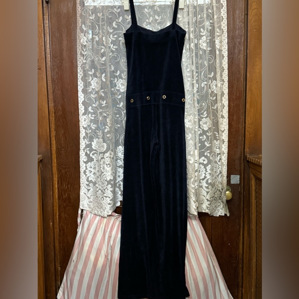 Juicy couture, blue velvet velour jumpsuit size small brand, new like  condition